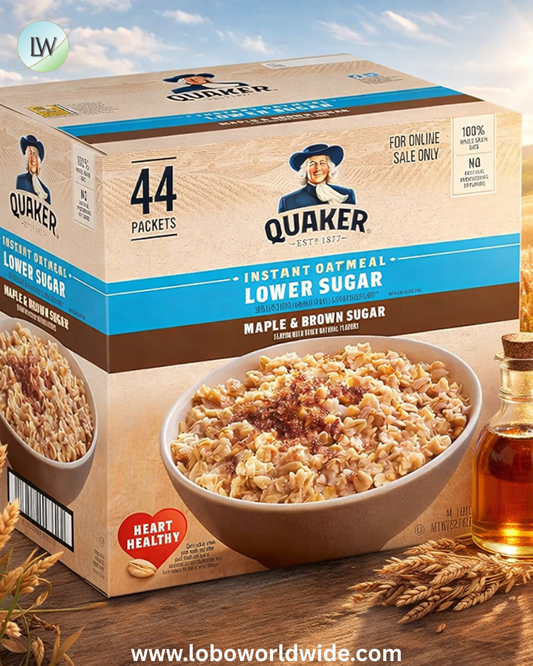 Quaker Instant Oatmeal Lower Sugar, 4 Flavor Variety Pack 44 Count (Pack of 1)