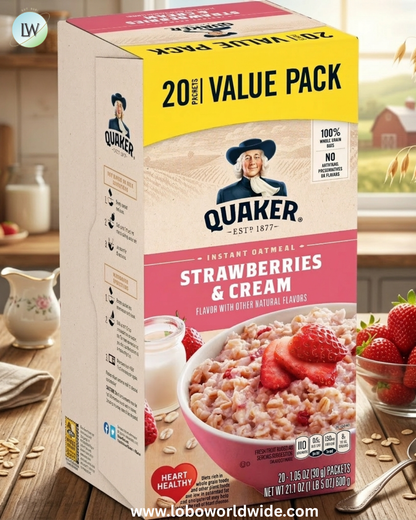 Quaker, Instant Oatmeal, Strawberry & Cream, 1.1 oz, 20 Packets