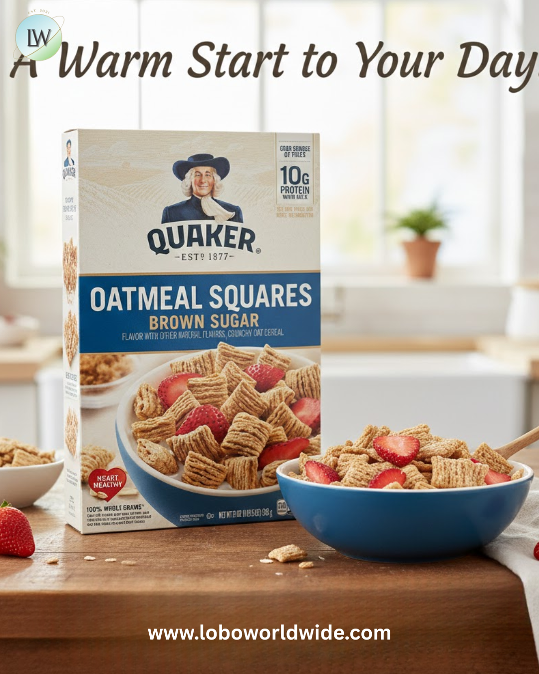 Quaker Oatmeal Squares Breakfast Cereal, Brown Sugar, 21oz Family Size Box