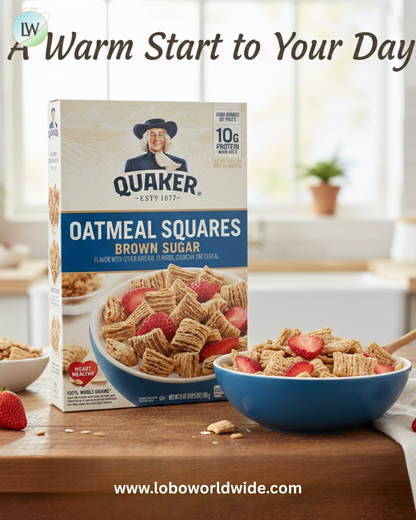 Quaker Oatmeal Squares Breakfast Cereal, Brown Sugar, 21oz Family Size Box