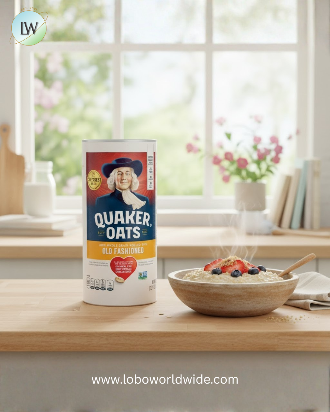 Quaker Old Fashioned Instant Whole Grain Oatmeal, 42 oz Canister Dry Oats