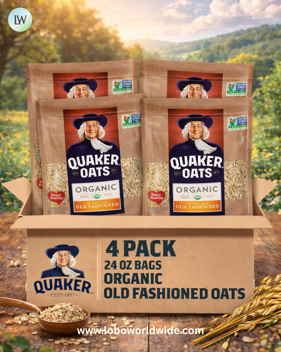 Quaker Old Fashioned Rolled Oats, USDA Organic, Non GMO Project Verified, 24oz Resealable Bags