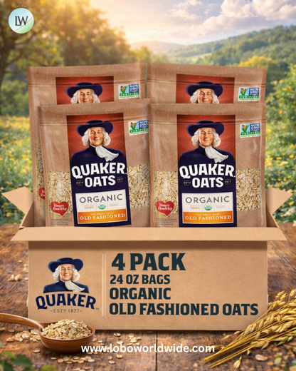 Quaker Old Fashioned Rolled Oats, USDA Organic, Non GMO Project Verified, 24oz Resealable Bags