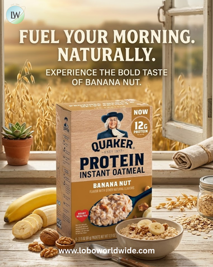 Quaker, Protein Instant Oatmeal, Banana Nut, 12.9 Oz