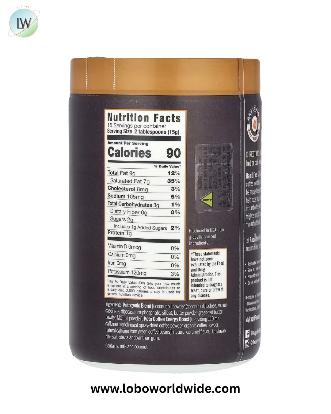 RAPIDFIRE, Keto Coffee, Instant, Medium Roast, 7.93 oz (225 g)