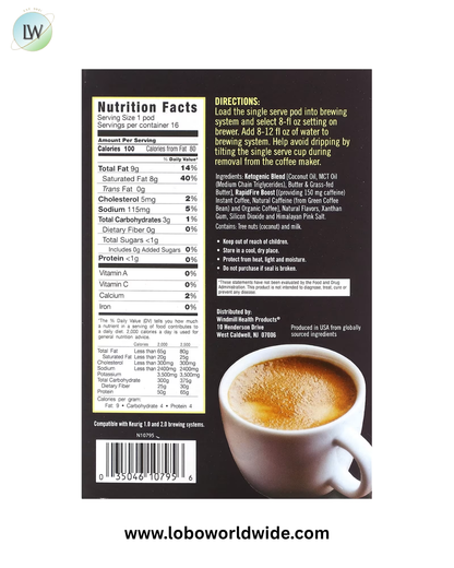 RAPIDFIRE, Ketogenic Coffee Pods, French Vanilla, Medium Roast, 16 Pods, 8.48 oz (240 g)