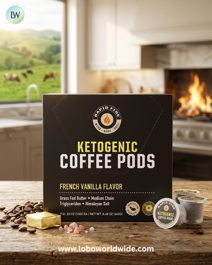 RAPIDFIRE, Ketogenic Coffee Pods, French Vanilla, Medium Roast, 16 Pods, 8.48 oz (240 g)