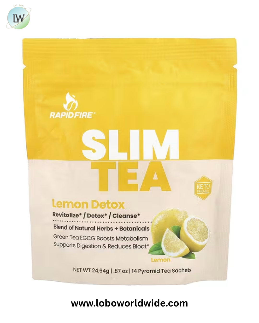RAPIDFIRE, Slim Tea, Lemon, 14 Pyramid Tea Sachets, 0.87 oz (24.64 g)