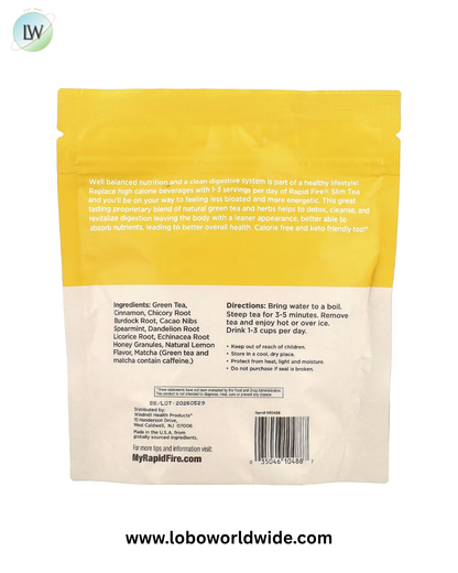 RAPIDFIRE, Slim Tea, Lemon, 14 Pyramid Tea Sachets, 0.87 oz (24.64 g)