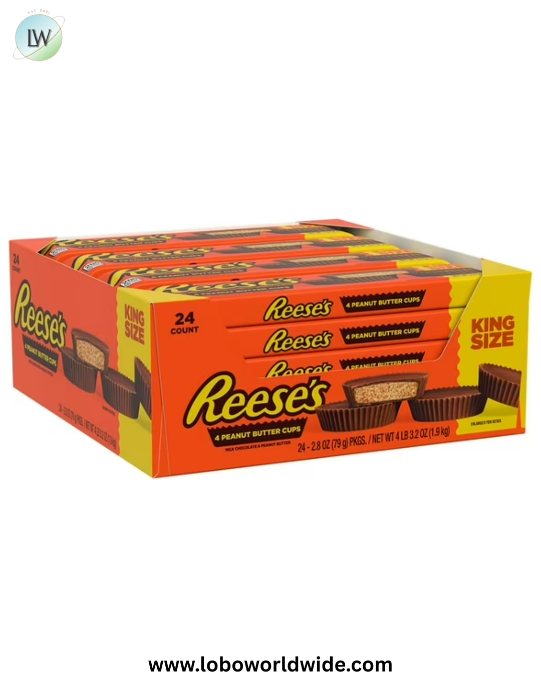 REESE'S Milk Chocolate Peanut Butter Cups, King Size, 2.8 oz., 24 pk.
