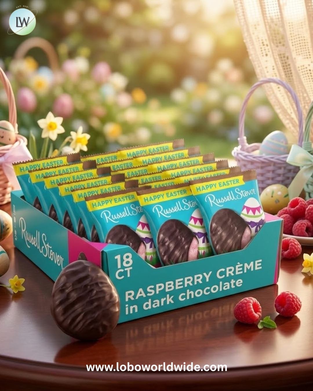 RUSSELL STOVER Easter Raspberry Crème Dark Chocolate Easter Egg, 1.3 oz. (Pack of 18)