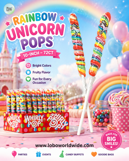 Rainbow Unicorn Pops - 72ct