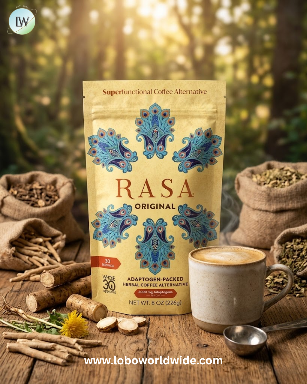 Rasa, Adaptogen-Packed Herbal Coffee Alternative, Original, 8 oz (226 g)