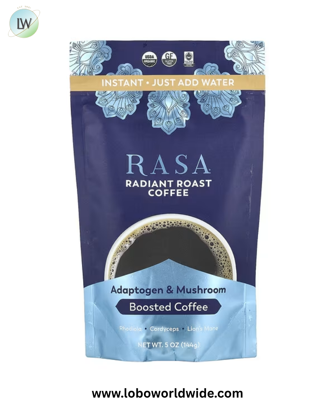 Rasa, Adaptogen & Mushroom Boosted Coffee, Instant, Radiant Roasted Coffee, 5 oz (144 g)
