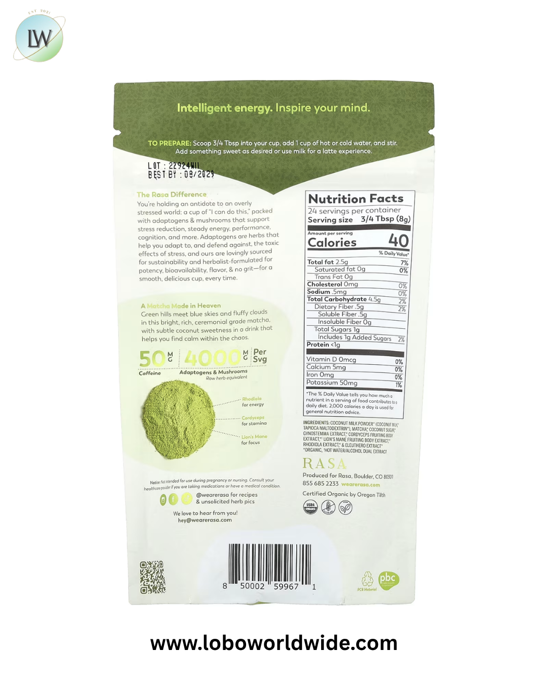 Rasa, Adaptogen & Mushroom Boosted Matcha, Instant, Matcha Cloud, 6.77 oz (192 g)