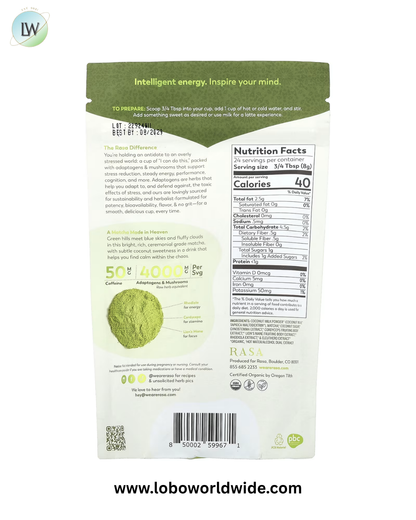 Rasa, Adaptogen & Mushroom Boosted Matcha, Instant, Matcha Cloud, 6.77 oz (192 g)