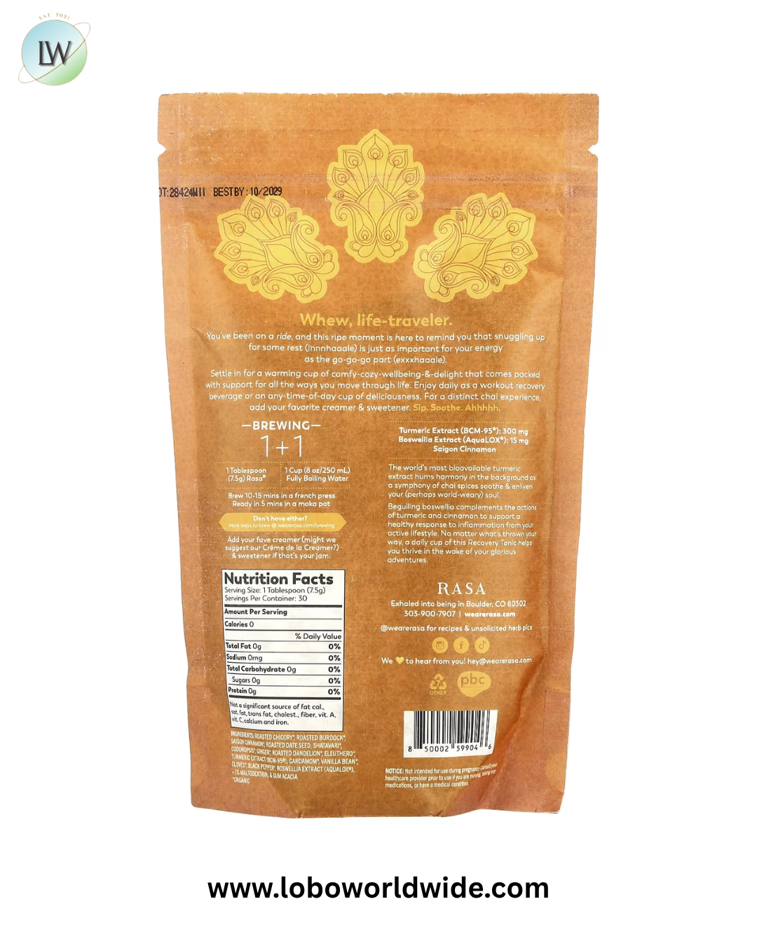 Rasa, Adaptogenic Recovery Tonic, Golden Chai, 8 oz (226 g)