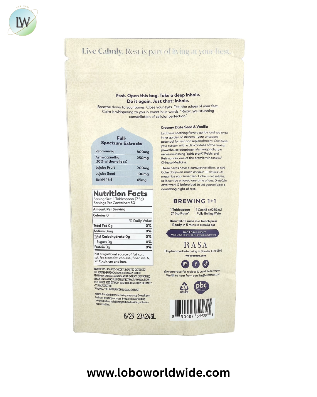 Rasa, Restorative Chill Tonic, Calm, 8 oz (226 g)
