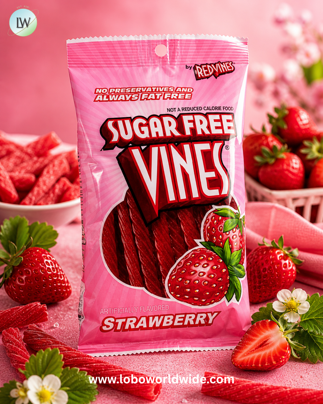 Red Vines Sugar Free Strawberry Licorice Vines - 12ct