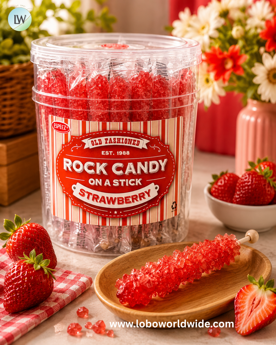 Rock Candy Crystal Sticks Cherry - 36ct Tubs
