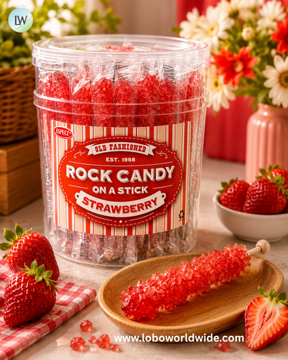 Rock Candy Crystal Sticks Cherry - 36ct Tubs