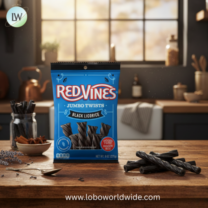 Red Vines Black Licorice Jumbo Twists 8 oz Bag