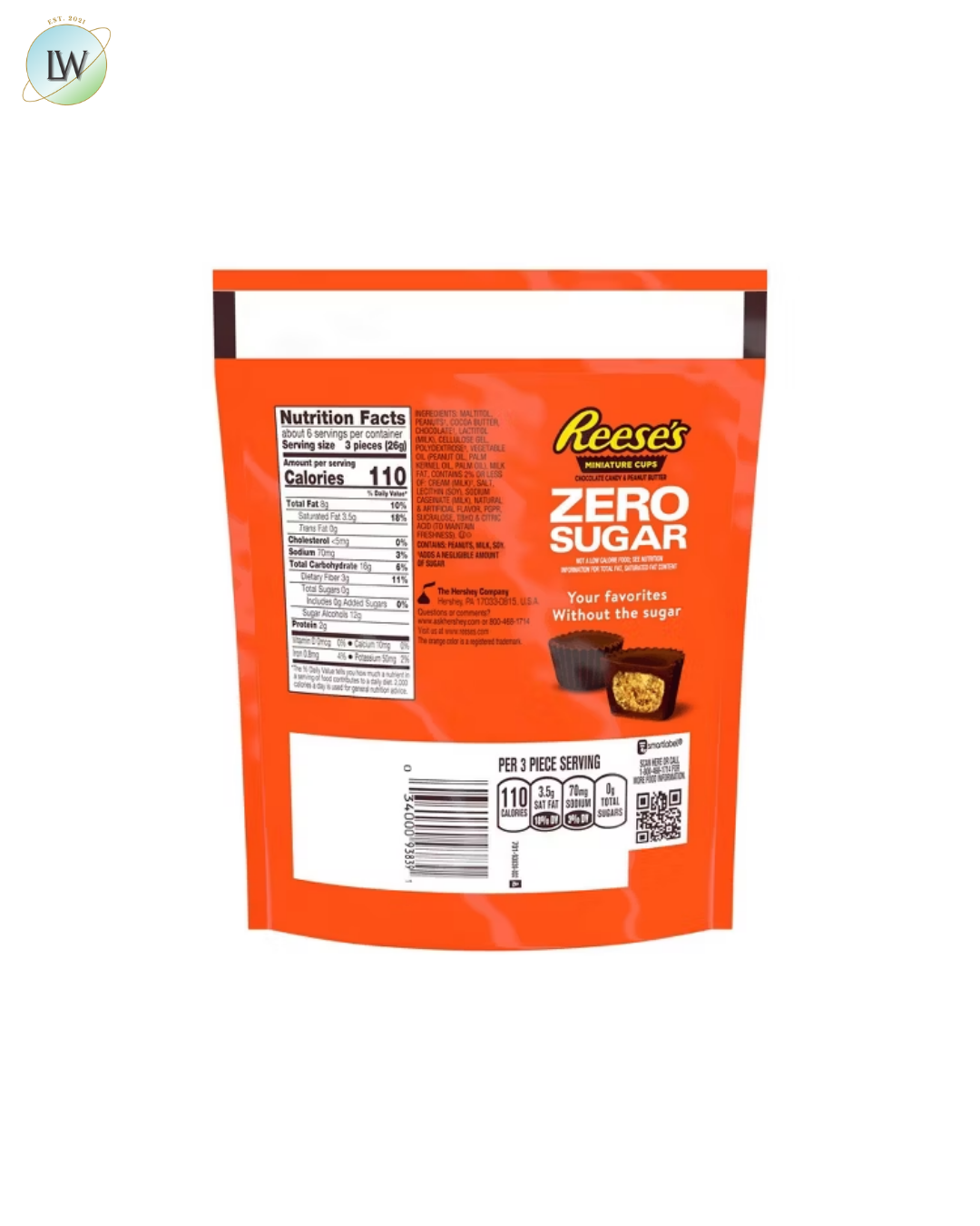 Reese's Zero Sugar Mini Chocolate Peanut Butter Cups, 5.1 oz.