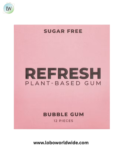 Refresh Gum, Plant-Based Bubble Gum, 12 Pieces