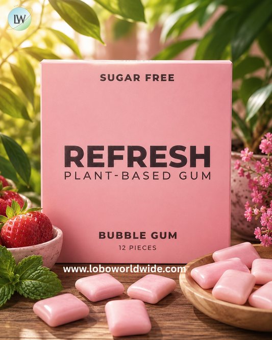 Refresh Gum, Plant-Based Bubble Gum, 12 Pieces