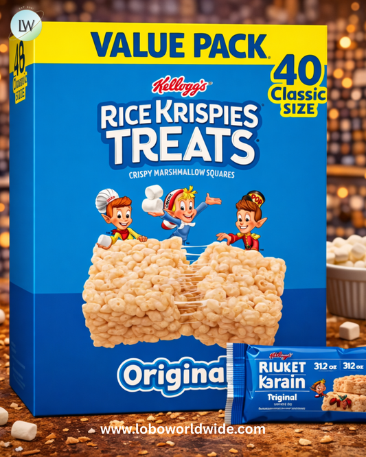 Rice Krispies Treats Original Chewy Crispy Marshmallow Squares, Snacks Value Pack, 31.2 oz, 40 Count