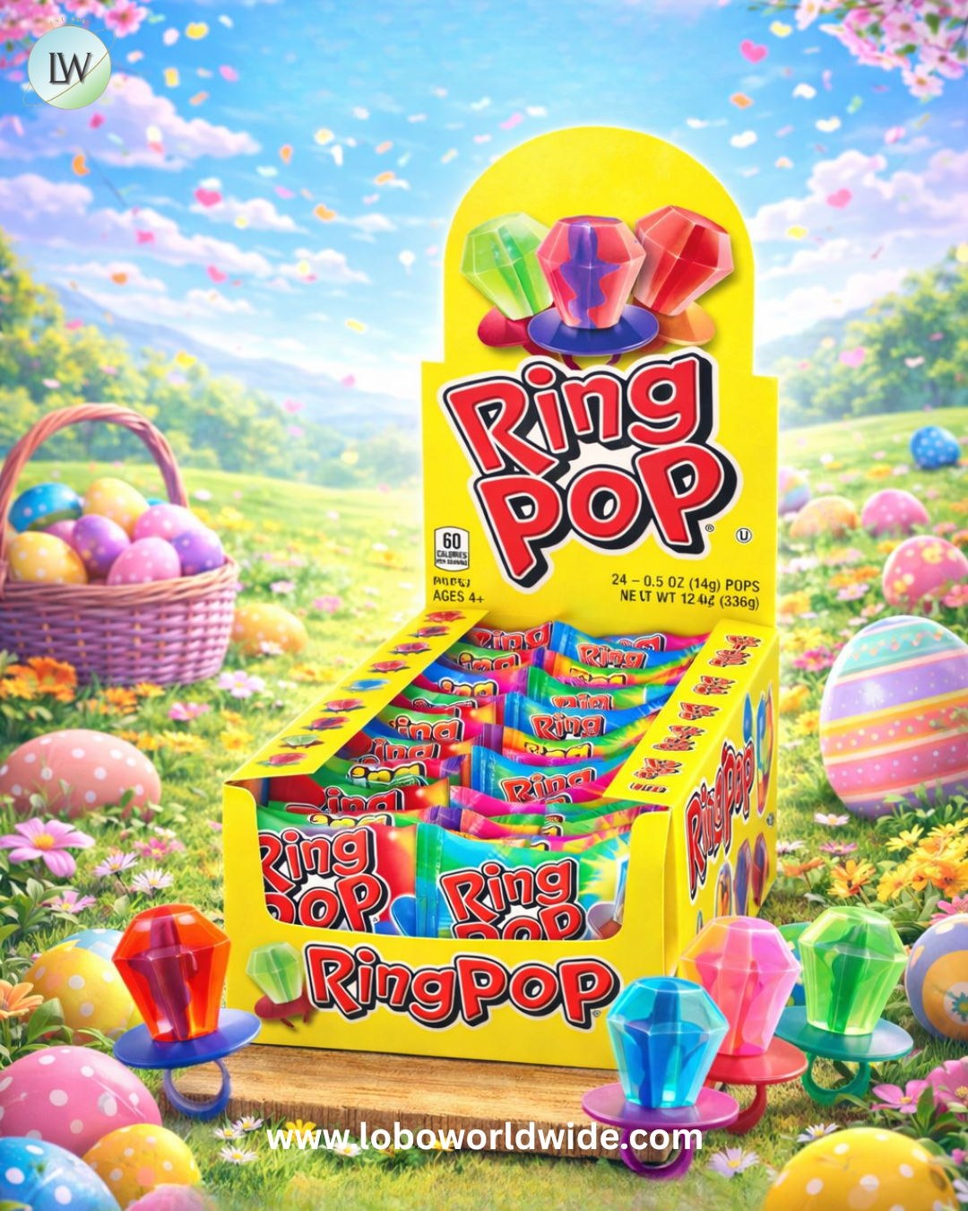 Ring Pop Individually Wrapped Bulk Lollipop Variety Party Pack – 24 Count Lollipop Suckers w/Assorted Flavors - Fun Candy for Birthdays and Celebrations