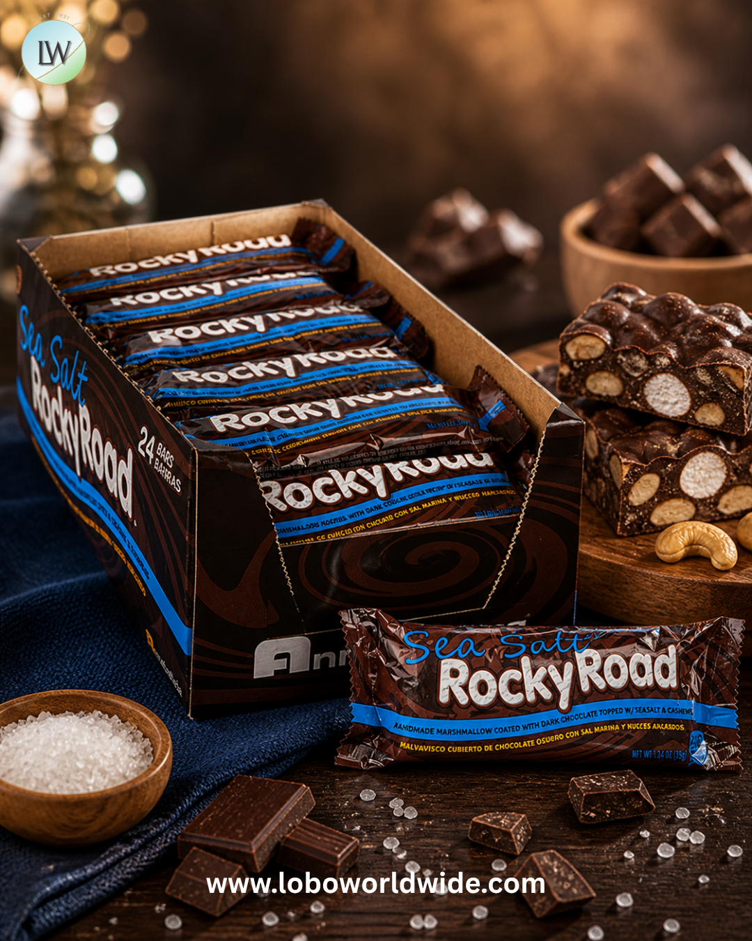 Rocky Road Bars Dark Chocolate Sea Salt - 24ct