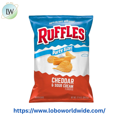Ruffles Cheddar & Sour Cream Potato Snack Chips,Party Size, 12.5 oz Bag
