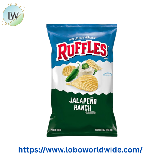 Ruffles Potato Chips Jalapeno Ranch Flavored 8.0 oz Bag