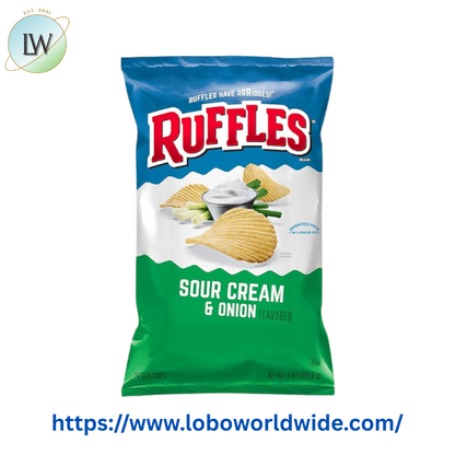 Ruffles Potato Chips Sour Cream & Onion Flavor Snack Chips, 8.0 Ounce Bag
