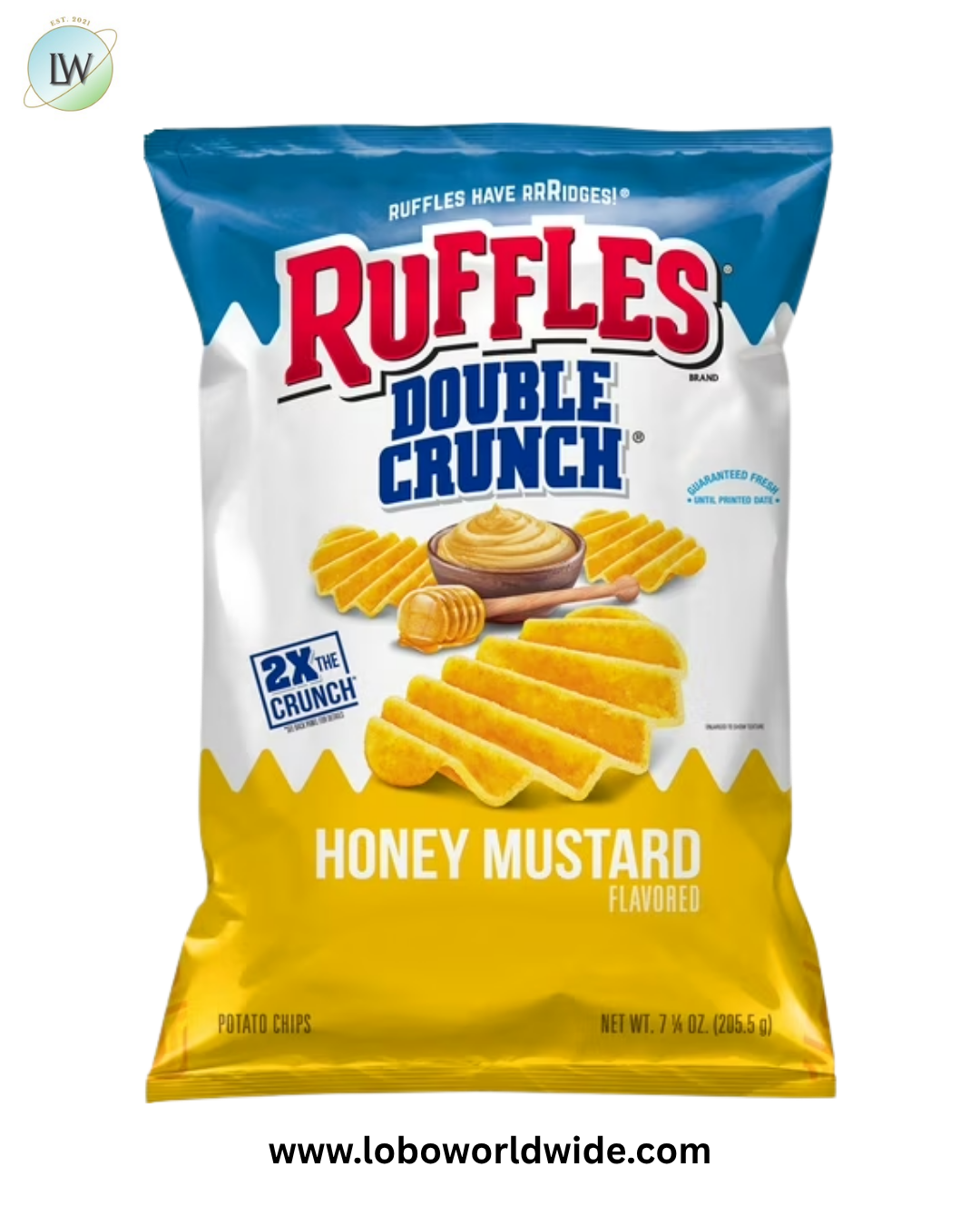 Ruffles Double Crunch, Honey Mustard Flavored Potato Chips, 7.25 oz Bag