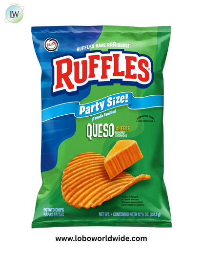 Ruffles Potato Chips, Queso, 12.5 oz Bag