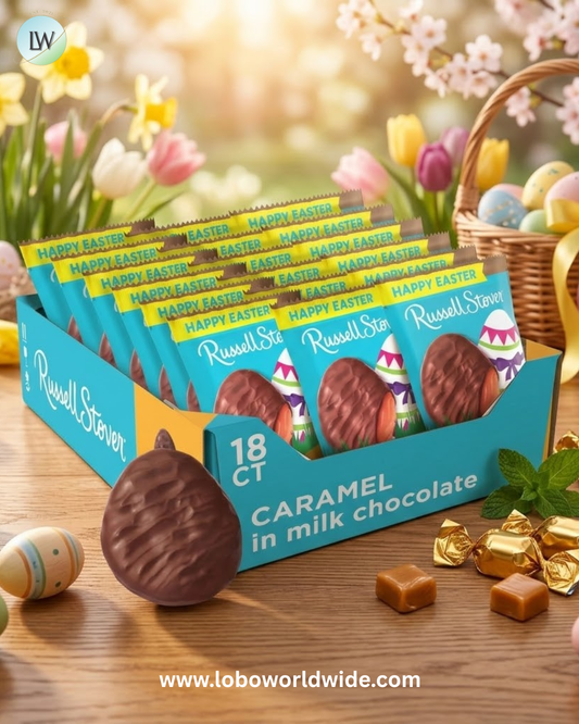 Russell Stover Easter Caramel Milk Chocolate Easter Egg, 1.3 oz each (Pack of 18)