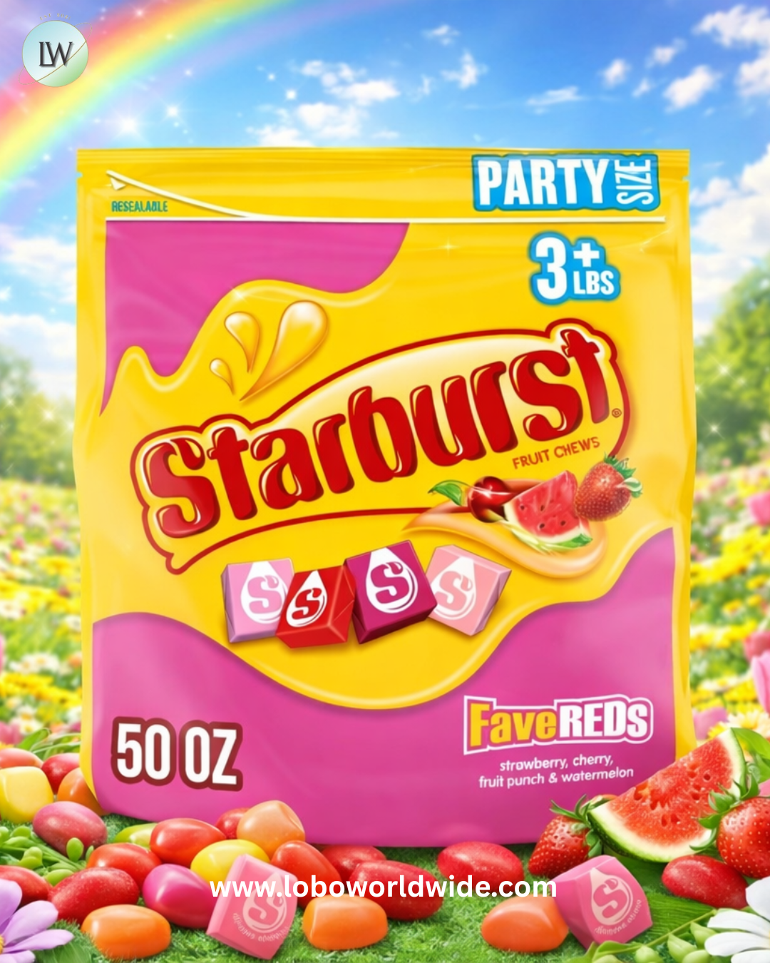STARBURST Fruit Chews Candy - FaveREDS STARBURST Candy Bulk Individually Wrapped, Party Size Bag, 50 oz, Pack of 1