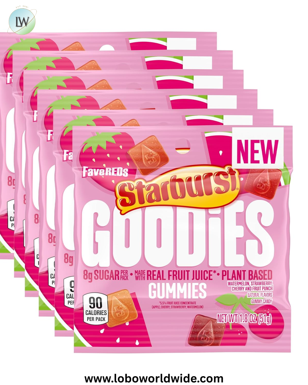 STARBURST GOODIES FaveREDS Plant-Based Fruit Gummy Candy, 1.8 Oz Bag