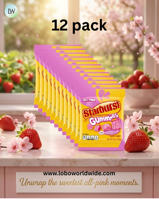 STARBURST Gummies, 5 oz Bag, Pink Snacks, Individually Wrapped Candy Bag (Pack of 12)