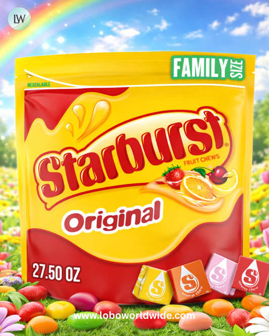 STARBURST Original Fruit Chews Individually Wrapped Chewy Candy, Family Size, 27.5 oz Resealable Bulk Bag