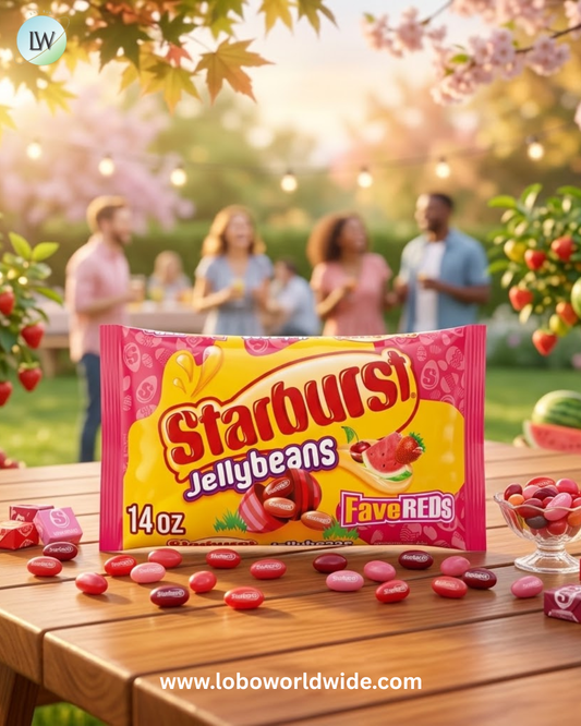 STARBURST Red Fruit-Flavored Jelly Beans Easter Candy, Jellybeans for Easter Basket Stuffers, Eggs, 14oz, 12/CS