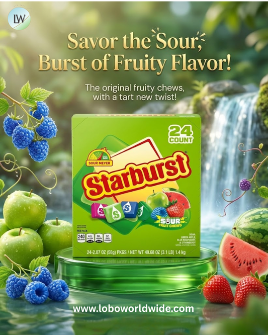 STARBURST Sour Chewy Candy Individually Wrapped Tart Fruit Chew, Share Size, 2.07 Oz Pack, 24 Count