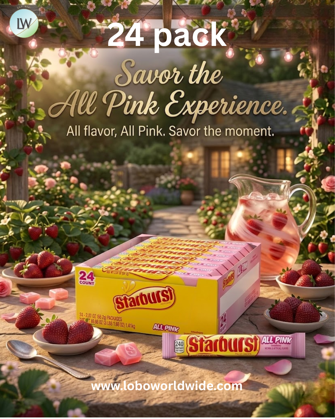 STARBURST FaveREDS Chewy Candy Bulk Pack, 24 Full Size Packs, Red Candy Bulk Box