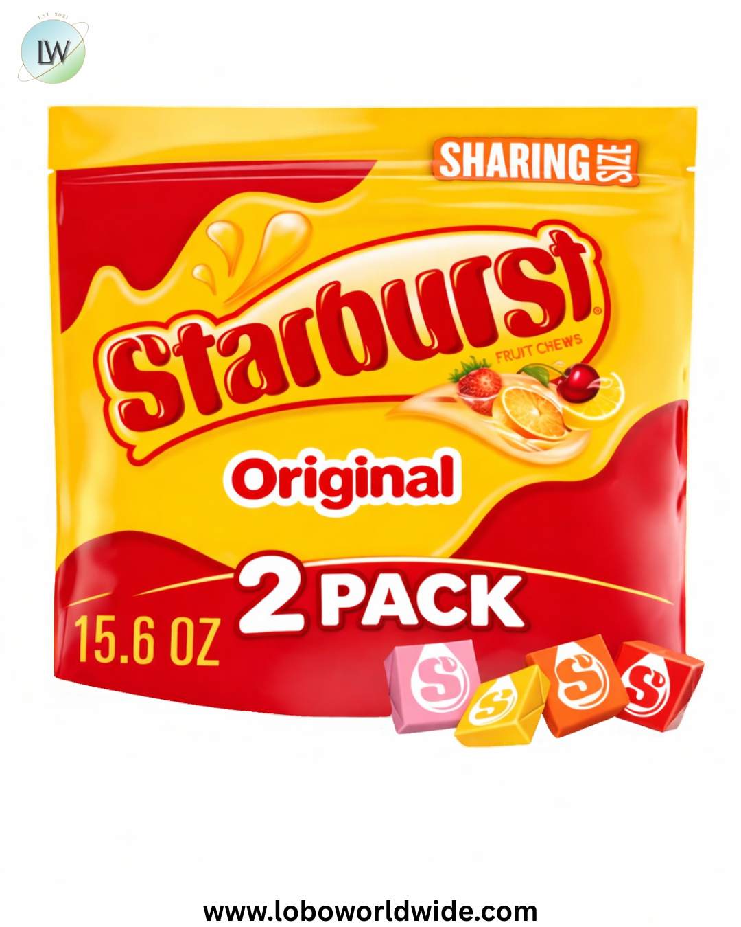 STARBURST Chewy Candy, Sharing Size, Individually Wrapped Fruit Chews Candy, 15.6 oz Resealable Bag