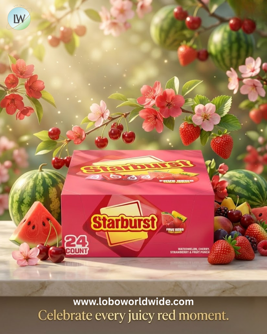 STARBURST FaveREDS Chewy Candy Bulk Pack, 24 Full Size Packs, Red Candy Bulk Box