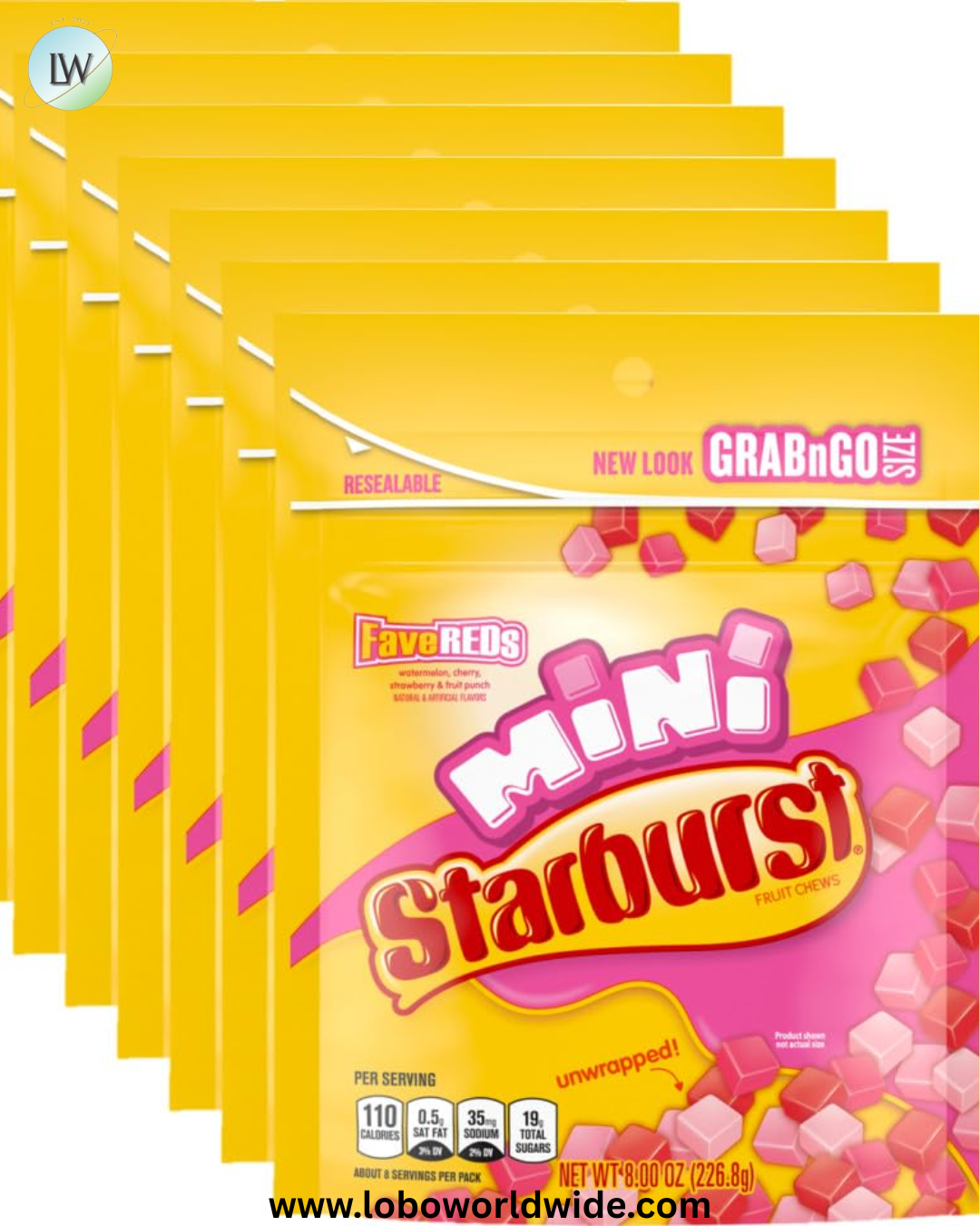 STARBURST Fruit Chews Candy - Minis, 8oz (Pack of 8) - Delicious STARBURST, Bulk Mini Candy, Bulk Box