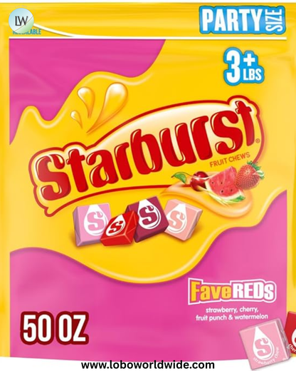 STARBURST Fruit Chews Candy - FaveREDS STARBURST Candy Bulk Individually Wrapped, Party Size Bag, 50 oz, Pack of 1