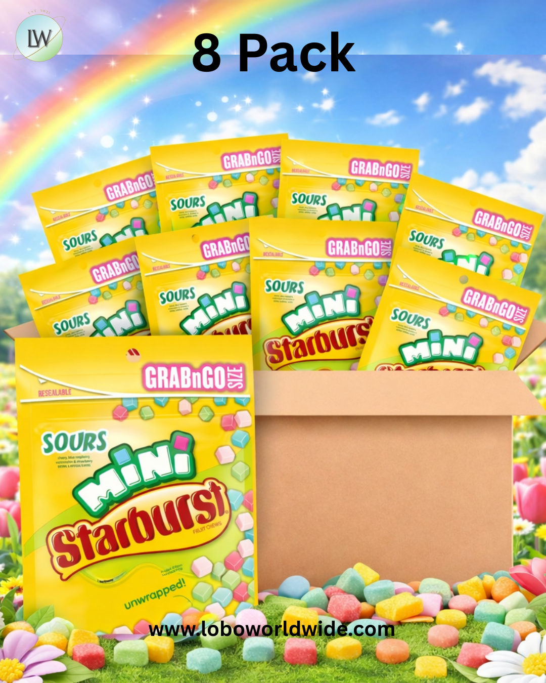 STARBURST Fruit Chews Candy - Minis, 8oz (Pack of 8) - Delicious STARBURST, Bulk Mini Candy, Bulk Box